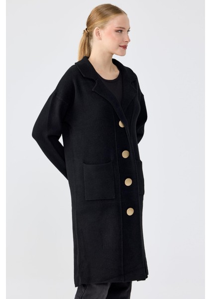 22012 Kravuze Yaka Gold Düğmeli Triko Hırka modelleri