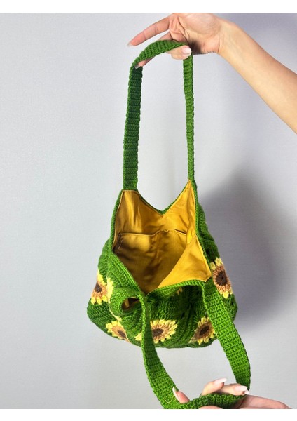 El Örgüsü Astarlı Ay Çiçeği Kadın Çanta 32X32 cm fiyatları