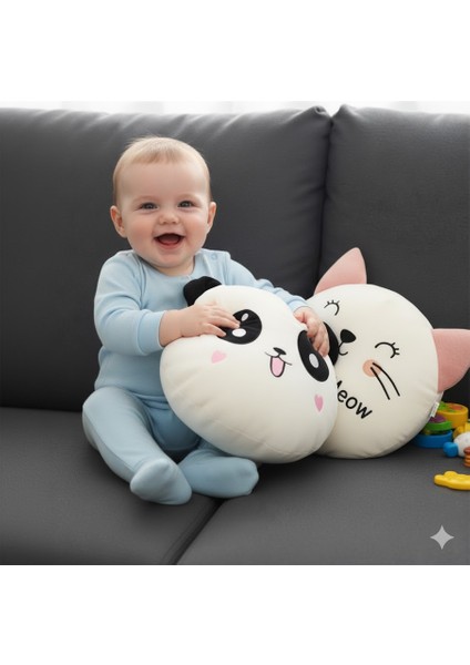 Sozzy Sevimli Peluş Panda ve Kedi Yastık Seti modelleri