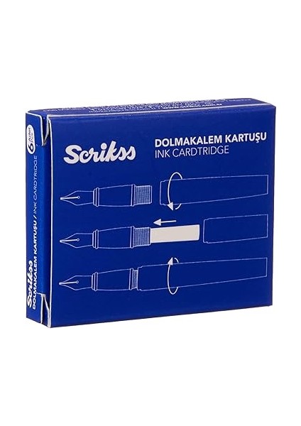 Kartuş Dolma Kalem Kartuşu 6'lı Blister 10'lu Paket Mavi modelleri