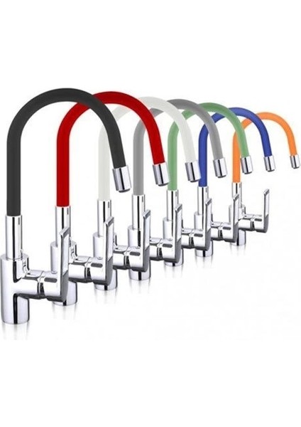 Esnek Kıvrılabilir Renkli Silikon Oynar Başlıklı Musluk Bataryası Başlığı Kubar