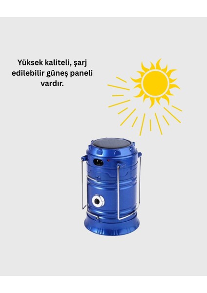 Buğz Şarj Edilebilir Güneş Enerjili Kızaklı Kamp Feneri – USB Çıkışlı, Katlanabilir, Dayanıklı ve Çok Fonksiyonlu fiyatları