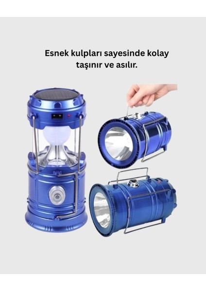 Buğz Şarj Edilebilir Güneş Enerjili Kızaklı Kamp Feneri – USB Çıkışlı, Katlanabilir, Dayanıklı ve Çok Fonksiyonlu modelleri