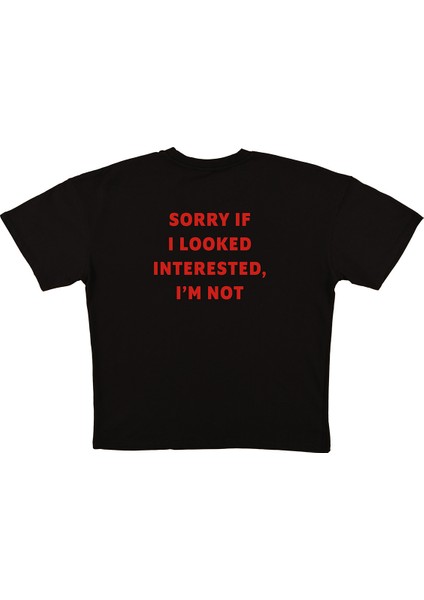 Sorry Baskılı Siyah Oversize T-Shirt