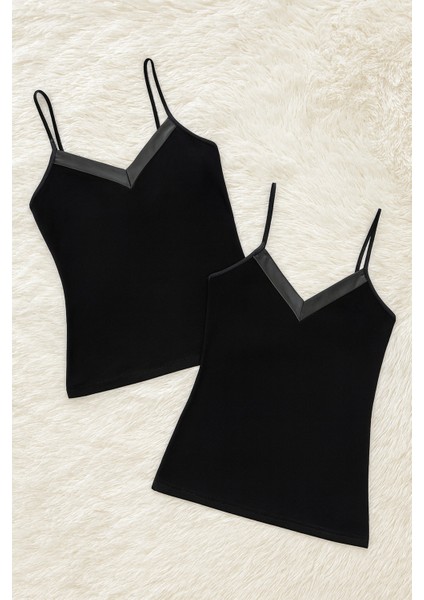 Kadın Modal Pamuklu Likralı Dantel Detaylı Askılı 2'li Atlet W6K6K0T8KA