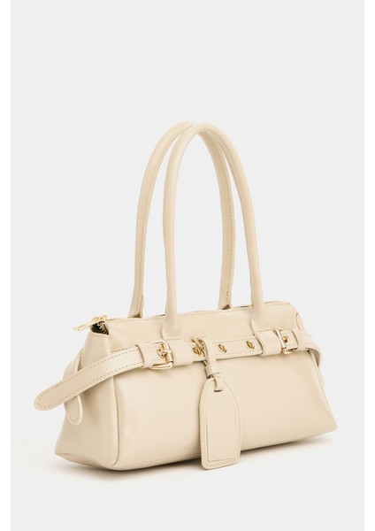 Vizon Kadın Çift Tokalı Kemer Detaylı El ve Omuz Çantası