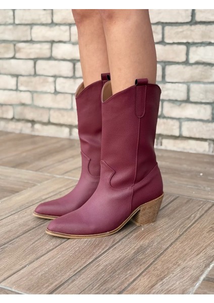 Alora Büyük Numara Uzun Kovboy Kadın Botu Suni Deri Western Stil indirimleri