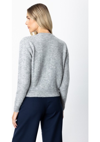 Kadın Düğmeli Sıfır Yaka Hırka 63903 Gri fırsatları