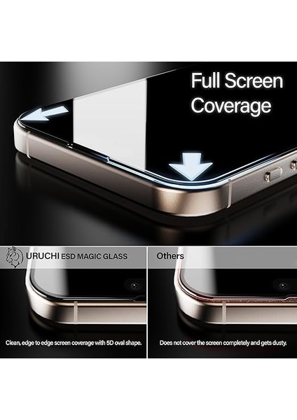 Uruchı iPhone 15/16 Ile Uyumlu Premıum [2'li Paket] Hizalama Aparatlı ve Takılırken Camın Altında Kesinlikle Toz Bırakmayan Darbelere Karşı Ekstra Güçlü Ekran Koruyucu Cam modelleri