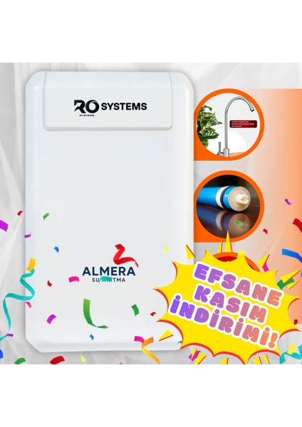 ALMERA SU ARITMA 10 Aşamalı Çelik Tanklı PH Alkali Filtreli Premium RO Systems Su Arıtma Cihazı