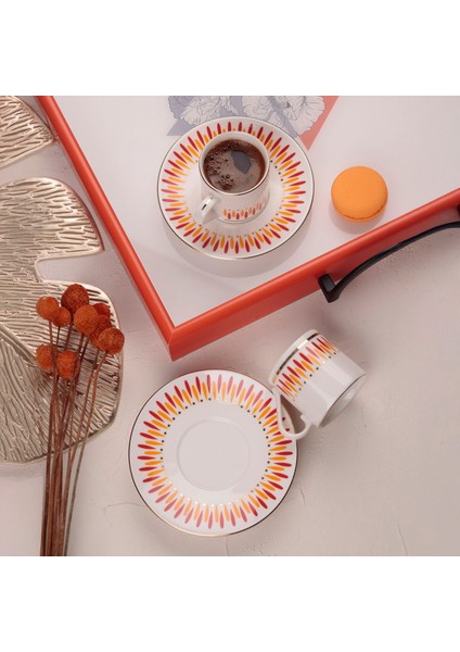 Palm 4 Parça Kahve Fincan Takımı - Turuncu fiyatları