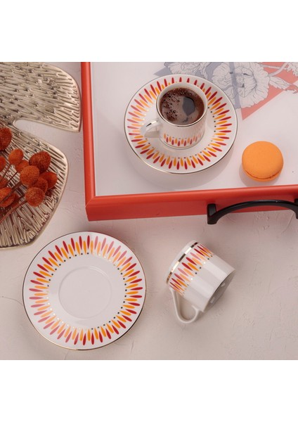 Palm 4 Parça Kahve Fincan Takımı - Turuncu modelleri