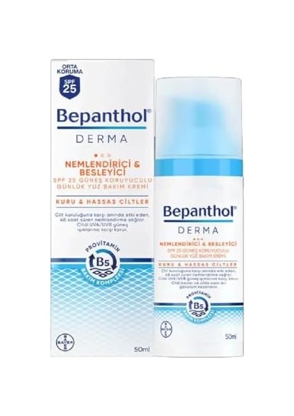 Bepanthol Derma Nemlendirici ve Besleyici Spf 25 Yüz Bakım Kremi 50 ml