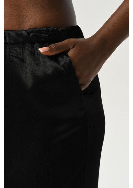 Kadın Beli Lastikli Bol Paça Düz Renk Viskon Kumaş Pantolon modelleri