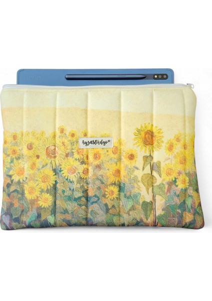 Ayçiçeği Tarlası Desenli iPad Tablet Çantası, 10-12 Inç Uyumlu modelleri
