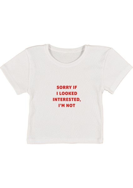 Sorry Baskılı Beyaz Crop Top