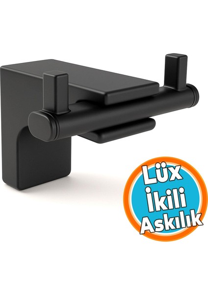 Şık Tasarım Siyah Ikili Askılık Vidalı Paslanmaz Metal Duvar Askısı Banyo Mutfak Tuvalet Için Modern