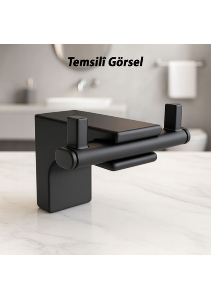 Şık Tasarım Siyah Ikili Askılık Vidalı Paslanmaz Metal Duvar Askısı Banyo Mutfak Tuvalet Için Modern fiyatları