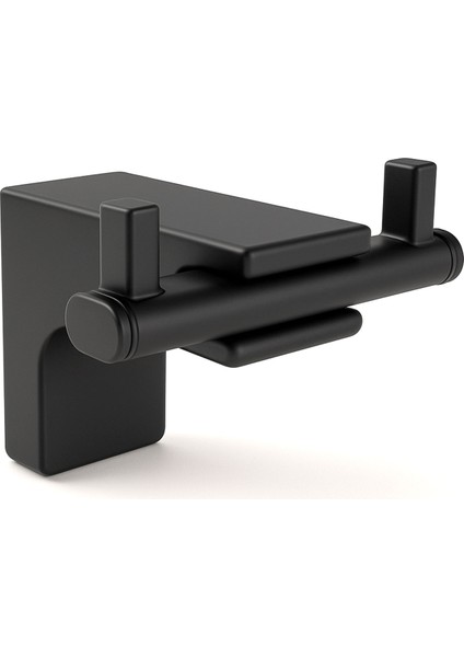 Şık Tasarım Siyah Ikili Askılık Vidalı Paslanmaz Metal Duvar Askısı Banyo Mutfak Tuvalet Için Modern indirimleri