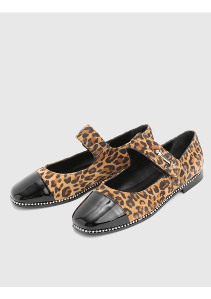 Fisa Hakiki Leopar Baskılı Deri Kadın Babet fiyatları