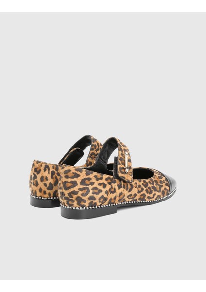 Fisa Hakiki Leopar Baskılı Deri Kadın Babet fırsatları