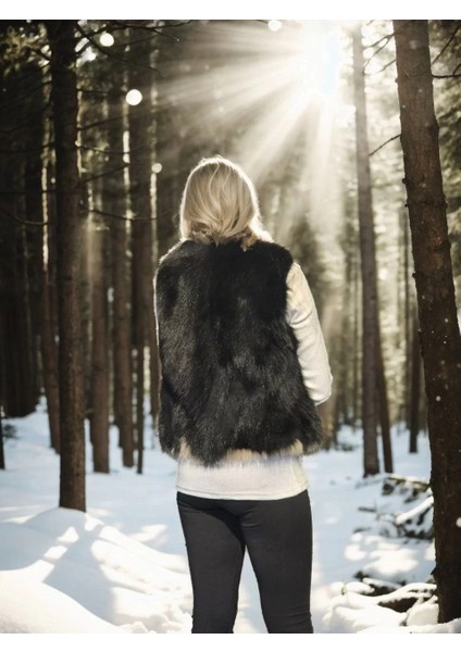 Kadın Kolsuz Fermuarlı Yelek - Siyah fiyatları