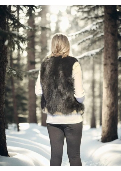 Kadın Kolsuz Fermuarlı Yelek - Siyah indirimleri