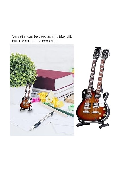 Minyatür Gitar 18 cm Elektro Gitar Modeli Dekor 1:4 Ölçekli Zarif Detaylar Dekorasyon Için Metal Tuning Tuşları ile modelleri