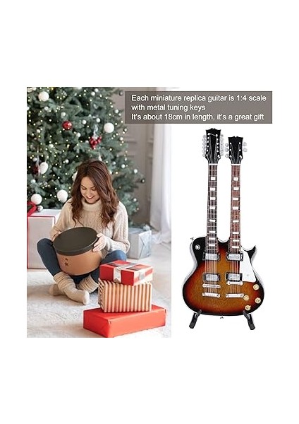 Minyatür Gitar 18 cm Elektro Gitar Modeli Dekor 1:4 Ölçekli Zarif Detaylar Dekorasyon Için Metal Tuning Tuşları ile fırsatları