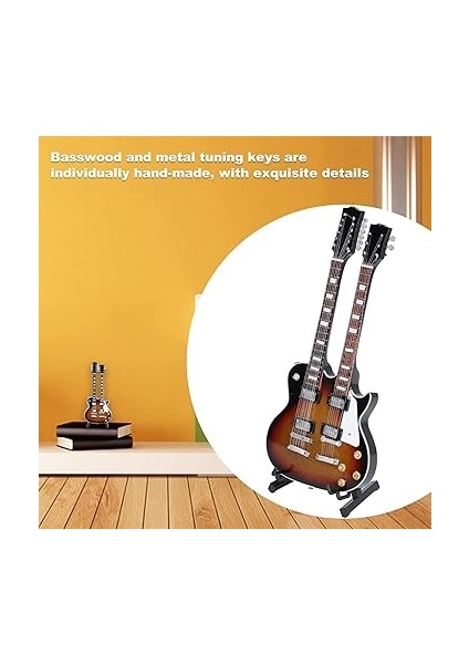 Minyatür Gitar 18 cm Elektro Gitar Modeli Dekor 1:4 Ölçekli Zarif Detaylar Dekorasyon Için Metal Tuning Tuşları ile indirimleri