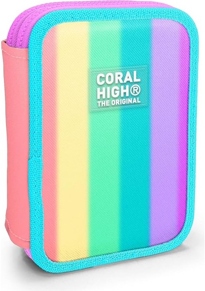 High Renkli Çizgili Desenli Çift Katlı Kalem Çanta 11130