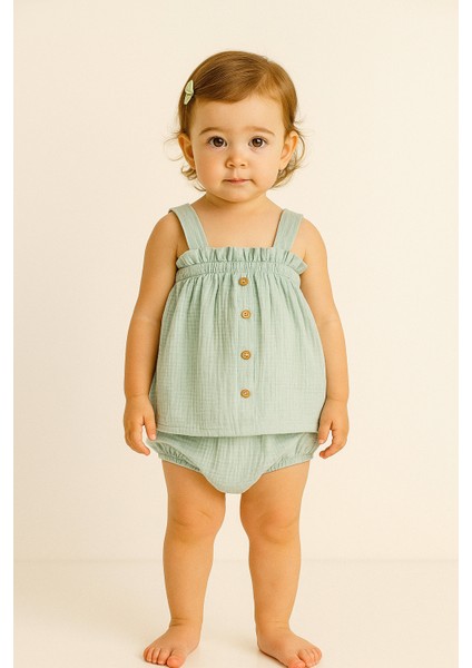 Müslin Askılı Bluz Külot Takım 3-6/6-9/9-12/18-24AY