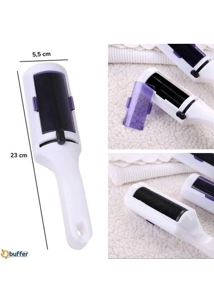 Taşınabilir Elektrostatik Hazneli Rulo Şeklinde Evcil Hayvan Tüyü Saç Toplayıcısı