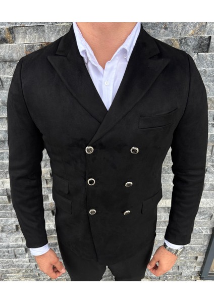 Erkek Süet Kruvaze Slim Fit Ceket