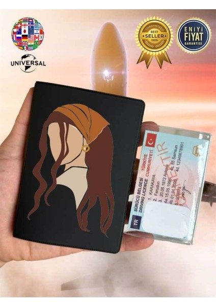 Latin Kız Desenli Pürüzsüz Yüzey Deri Pasaport Kılıfı Kabı Tüm Ülke Pasaportlarına Uygun