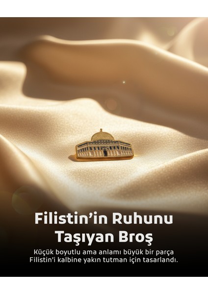 Kaya Kubbesinin Simgesi Altın Renkli Tasarımlı Metal Yaka Rozeti 1 Adet A300001