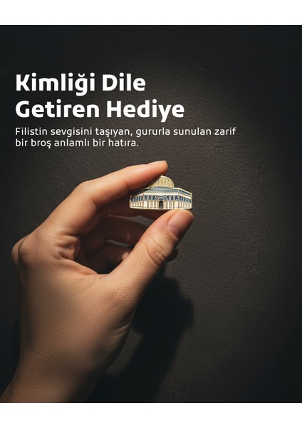 Kaya Kubbesinin Simgesi Altın Renkli Tasarımlı Metal Yaka Rozeti 1 Adet A300001 fiyatları