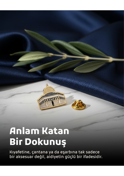Kaya Kubbesinin Simgesi Altın Renkli Tasarımlı Metal Yaka Rozeti 1 Adet A300001 modelleri