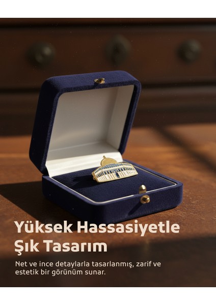 Kaya Kubbesinin Simgesi Altın Renkli Tasarımlı Metal Yaka Rozeti 1 Adet A300001 indirimleri