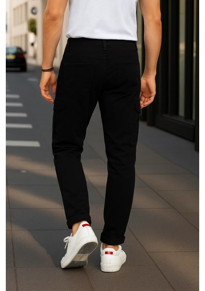 Erkek Günlük Trend Bol Paça Siyah Kargo Pantolon indirimleri