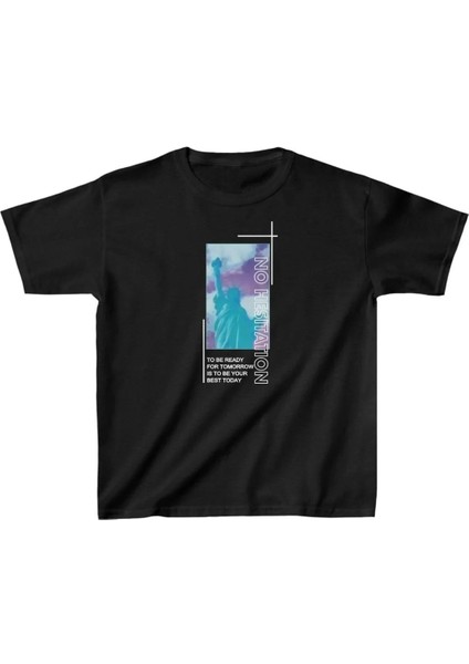 Çocuk Unisex Baskılı T-Shirt - Siyah