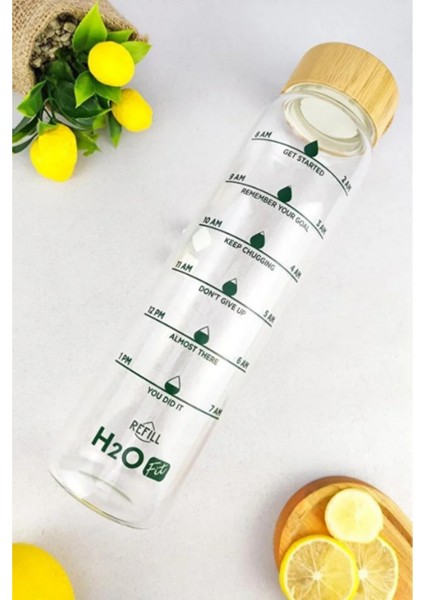 H2O Fit Bambu Kapaklı Cam Matara 1000 ml