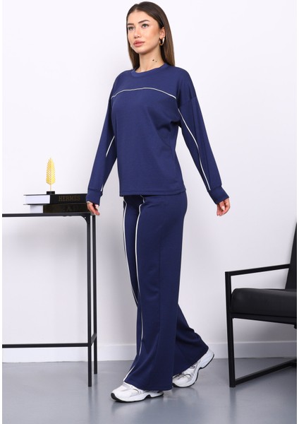 Lacivert Biye Detaylı Sweat Pantolonlu Takım fiyatları