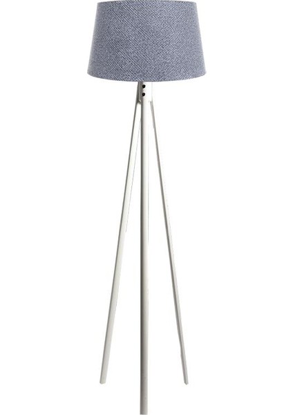 Oval 3 Ayak Tripod Lambader Abajur Köşe Lambası Ahşap Beyaz