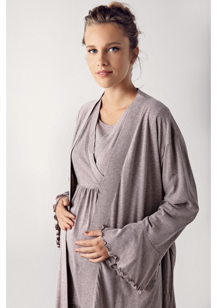 Kadın Uzun Kollu Esnek Pamuklu Hamile Sabahlık Pijama TAKIMI13300 fiyatları