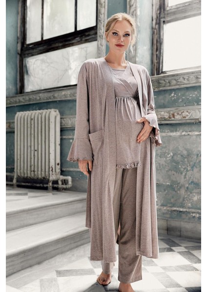 Kadın Uzun Kollu Esnek Pamuklu Hamile Sabahlık Pijama TAKIMI13300 indirimleri