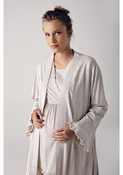 Kadın Uzun Kollu Esnek Pamuklu Hamile Sabahlık Pijama TAKIMI13300 fiyatları