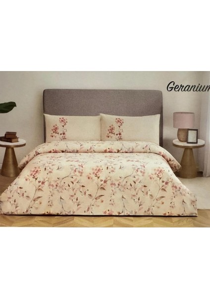 Nev Geranium Bej Çift Kişilik Nevresim Takımı