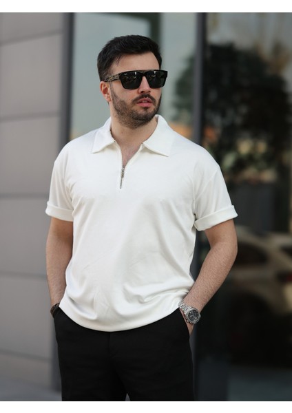 Oversize Bol Kalıp Fermuarlı Polo Yaka Tshirt