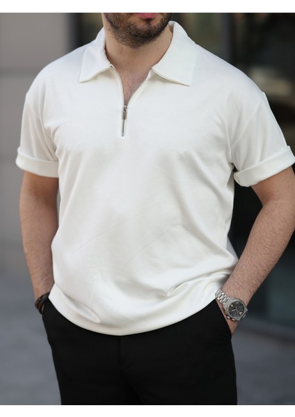 Oversize Bol Kalıp Fermuarlı Polo Yaka Tshirt fiyatları